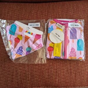 Little Sleepies Pink Rainbow Sprinkles Ice Cream Zippy Pjs and Bib, 12-18m